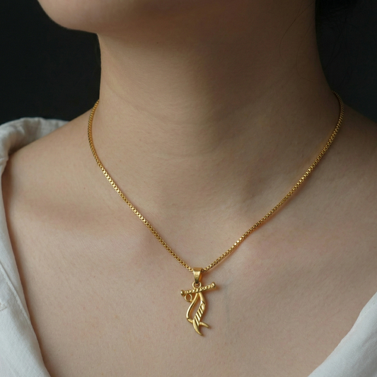 Divine Krishna Flute Gold-Plated Pendant Necklace with Chain for Men & Women