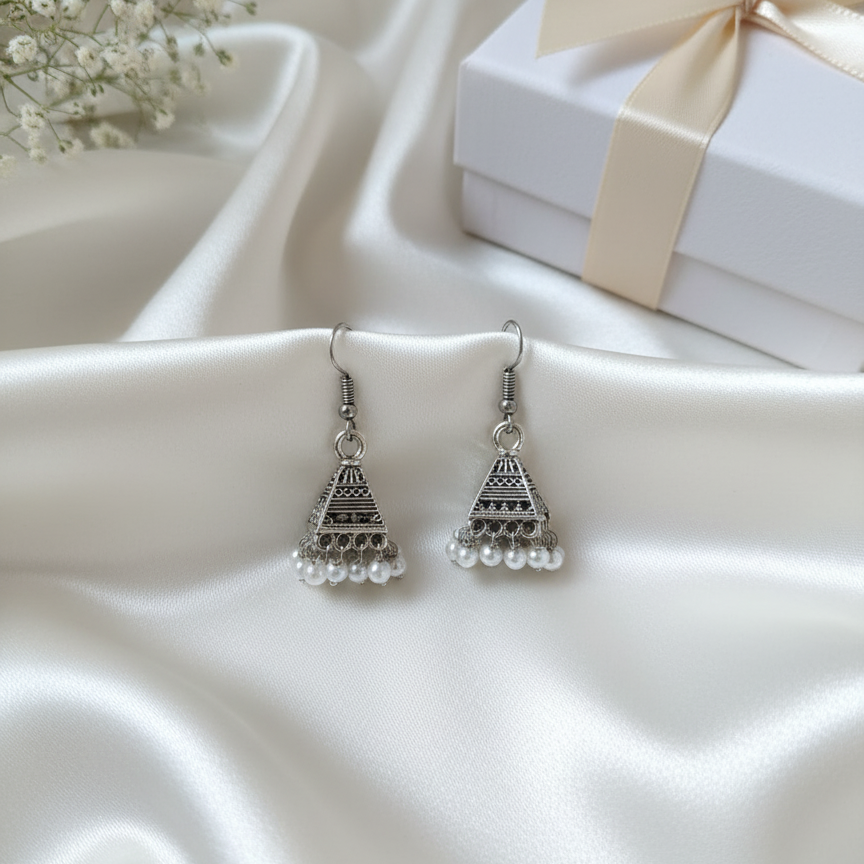Ethnic Pyramid Pearl Jhumki | Traditional Indian Earrings