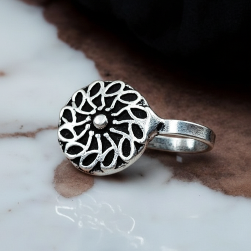 Mandala Oxidized Clip-On Nose Pin