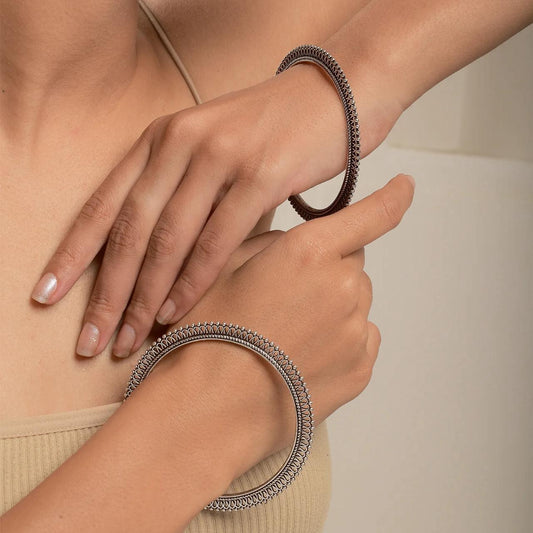 Oxidized Filigree Silver Chudiya