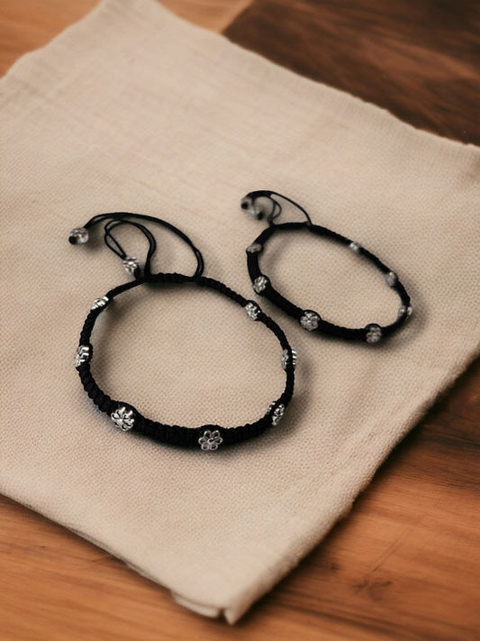 Daily Wear Flower Beads Thread Anklet Pair - Adjustable