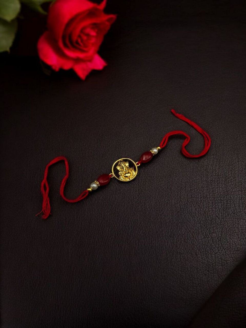 Premium Gold Plated Best Ganesha Rakhi for Brother | Handcrafted for Raksha Bandhan