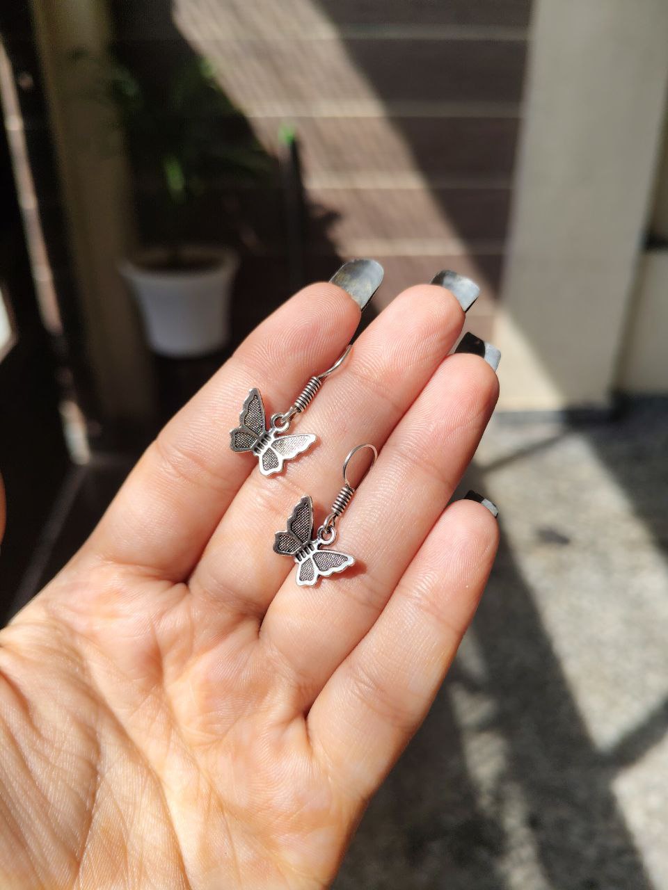 Sparkly Butterfly Drop Earrings