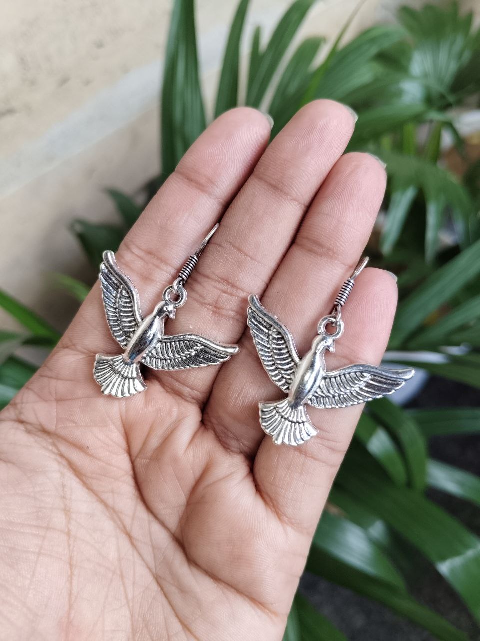 Bohemian Flying Bird Dangle Earrings | Oxidized Silver Nature Inspired Jewellry