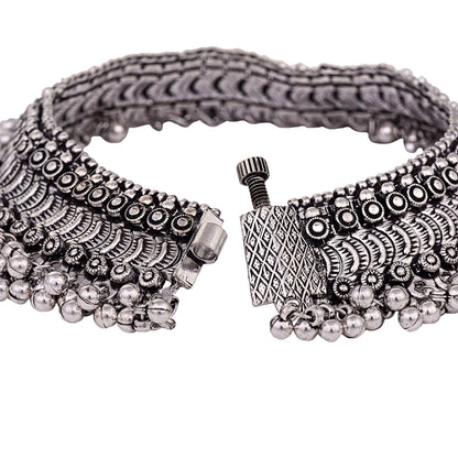Tribal Oxidized Silver Ghungroo Anklets Pair | Statement Payal Set