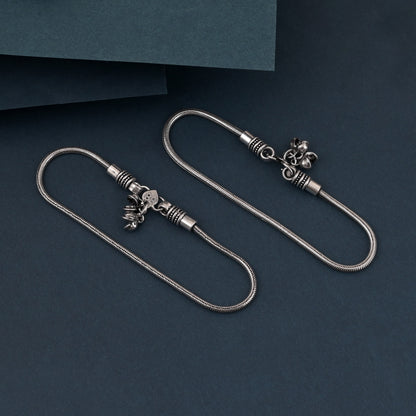 Boho-Chic Oxidized Silver Anklets for Women - Traditional Ghungroo Payal