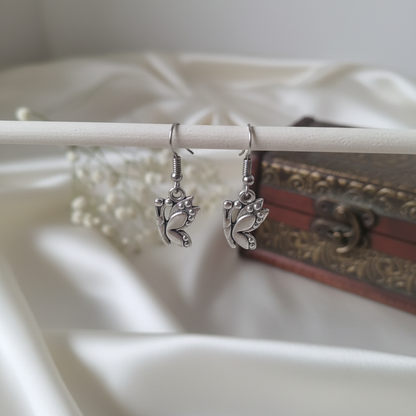 Silver Butterfly Drop Earrings | Vintage Charm Nature Jewelry
