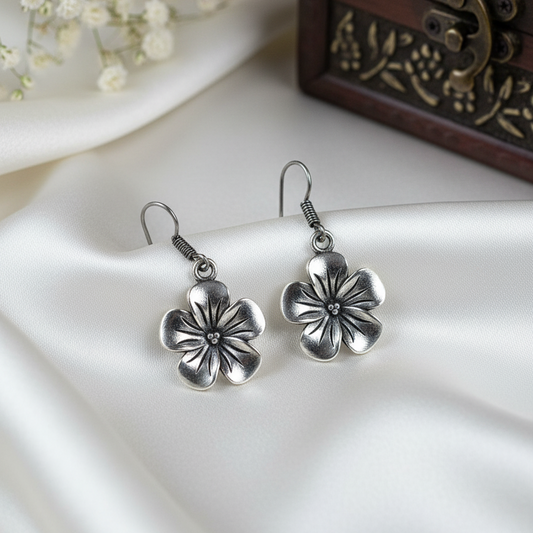 Delicate Floral Silver Look Earrings