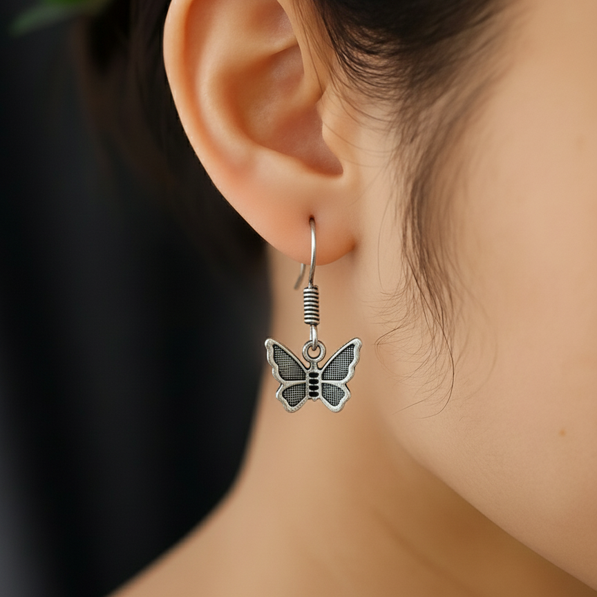 Sparkly Butterfly Drop Earrings
