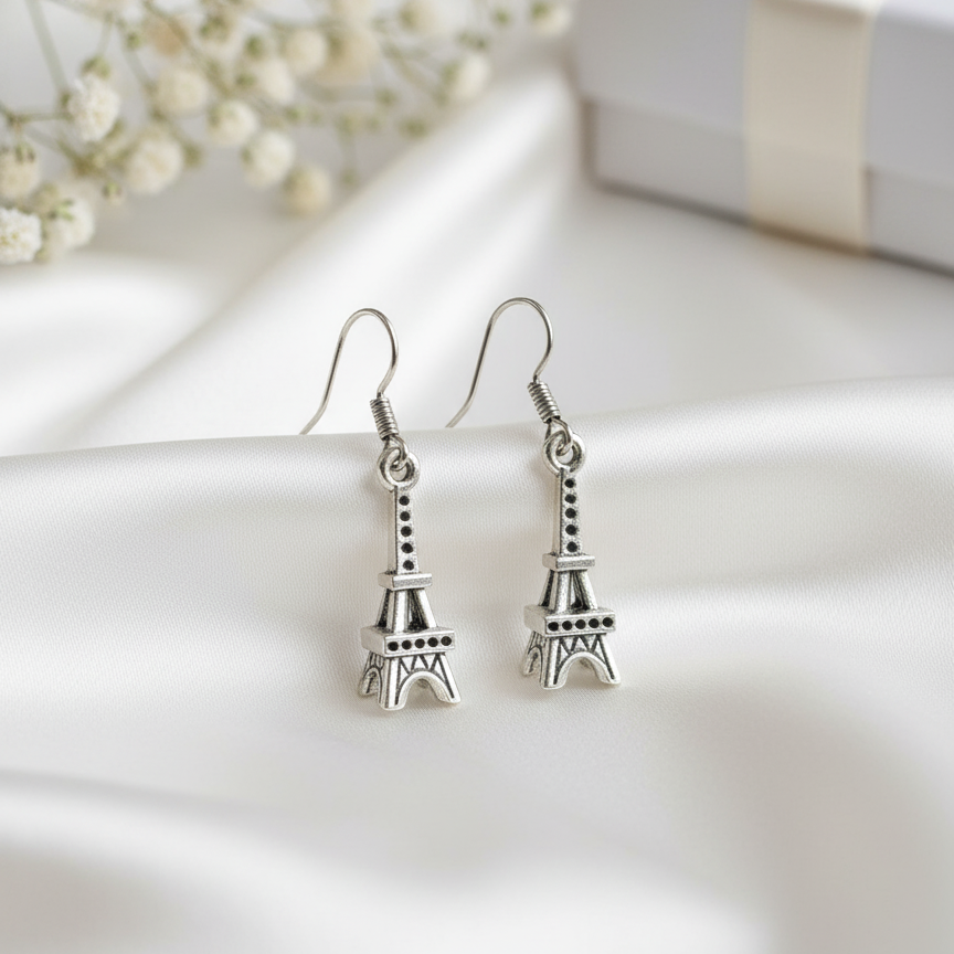 Eiffel Tower Silver Earrings – Paris Inspired Trendy Jewellery for Women