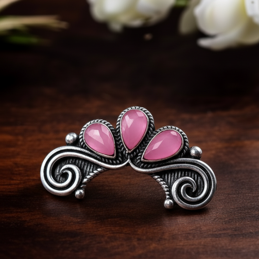 Ornate Oxidized Silver Clip-On Nose Pin