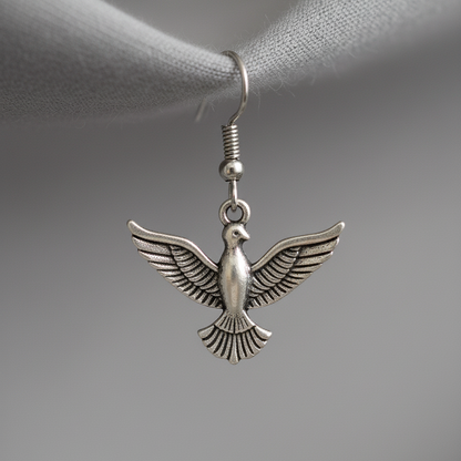 Bohemian Flying Bird Dangle Earrings | Oxidized Silver Nature Inspired Jewellry