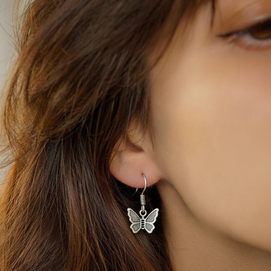 Sparkly Butterfly Drop Earrings