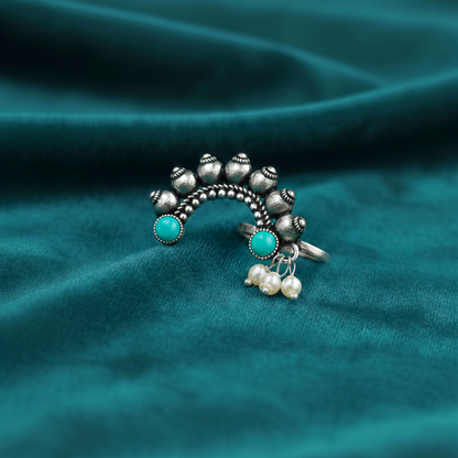 Oxidized Silver Crescent Nath Clip-On