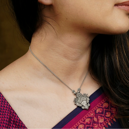 Oxidized Tribal Durgha Maa Necklace Pendant Set | Intricate Ethnic Necklace & Earrings