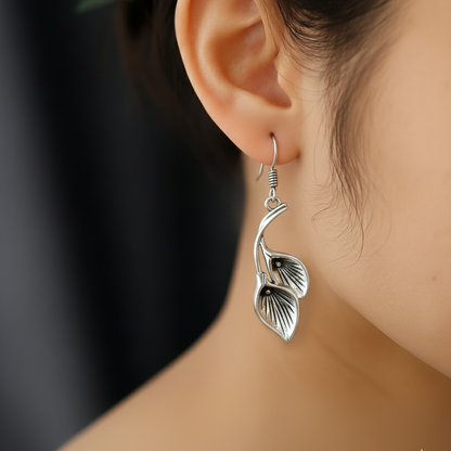 Elegant Silver Calla Lily Dangle Earrings