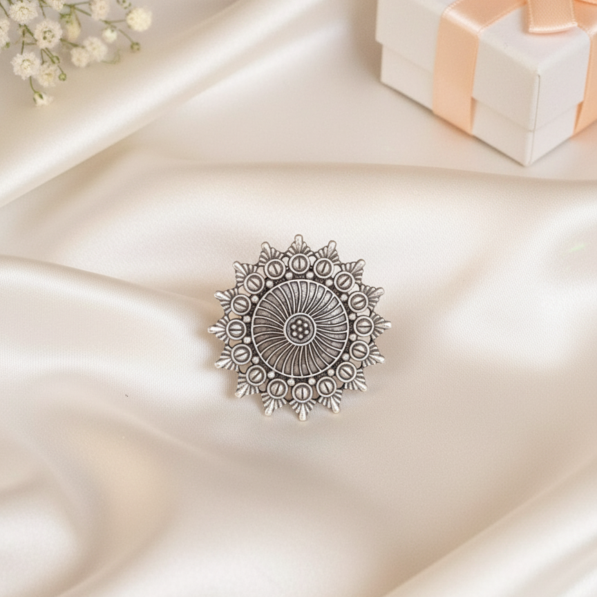 Statement Mandala Cocktail Adjustable Ring