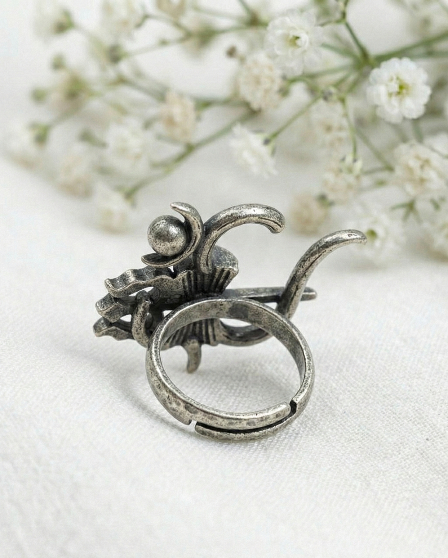 Divine Shiva Trishul & Damru Adjustable Ring – Oxidized Silver Spiritual Statement Jewelry