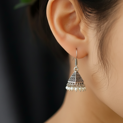 Ethnic Pyramid Pearl Jhumki | Traditional Indian Earrings