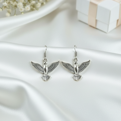 Bohemian Flying Bird Dangle Earrings | Oxidized Silver Nature Inspired Jewellry