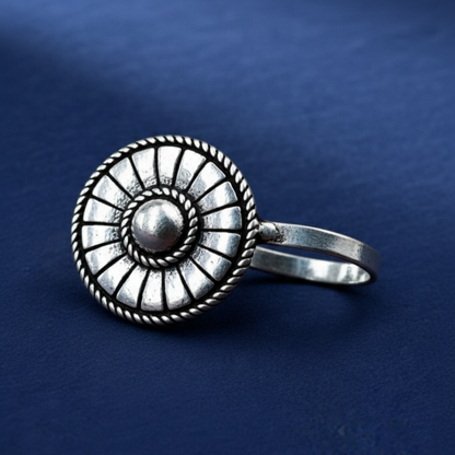 Tribal Oxidized Silver Clip-On Nose Pin | Sunburst No-Piercing