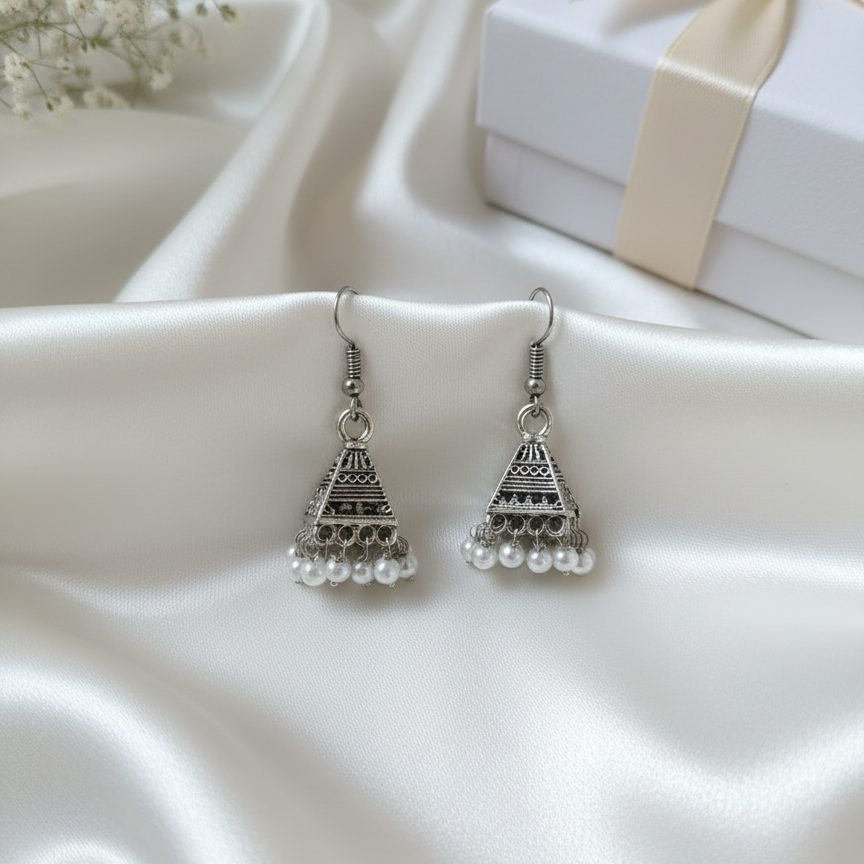 Ethnic Pyramid Pearl Jhumki | Traditional Indian Earrings