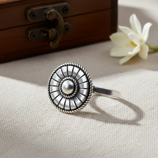 Tribal Oxidized Silver Clip-On Nose Pin | Sunburst No-Piercing