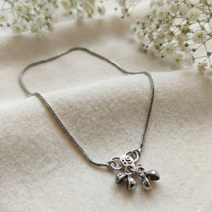 Classic Silver Bell Charm Anklet – Handcrafted Boho Jewelry (Pair)
