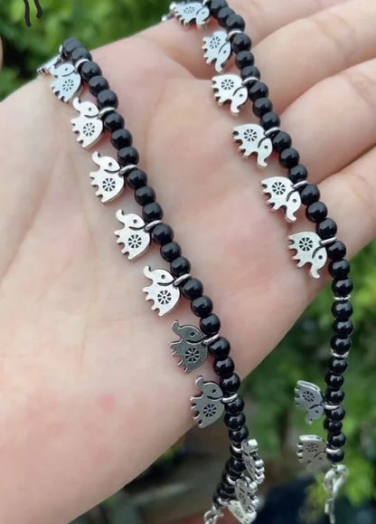 Unique Good Luck Elephant Anklet - Handmade Adjustable Payal for Her, Best Gift
