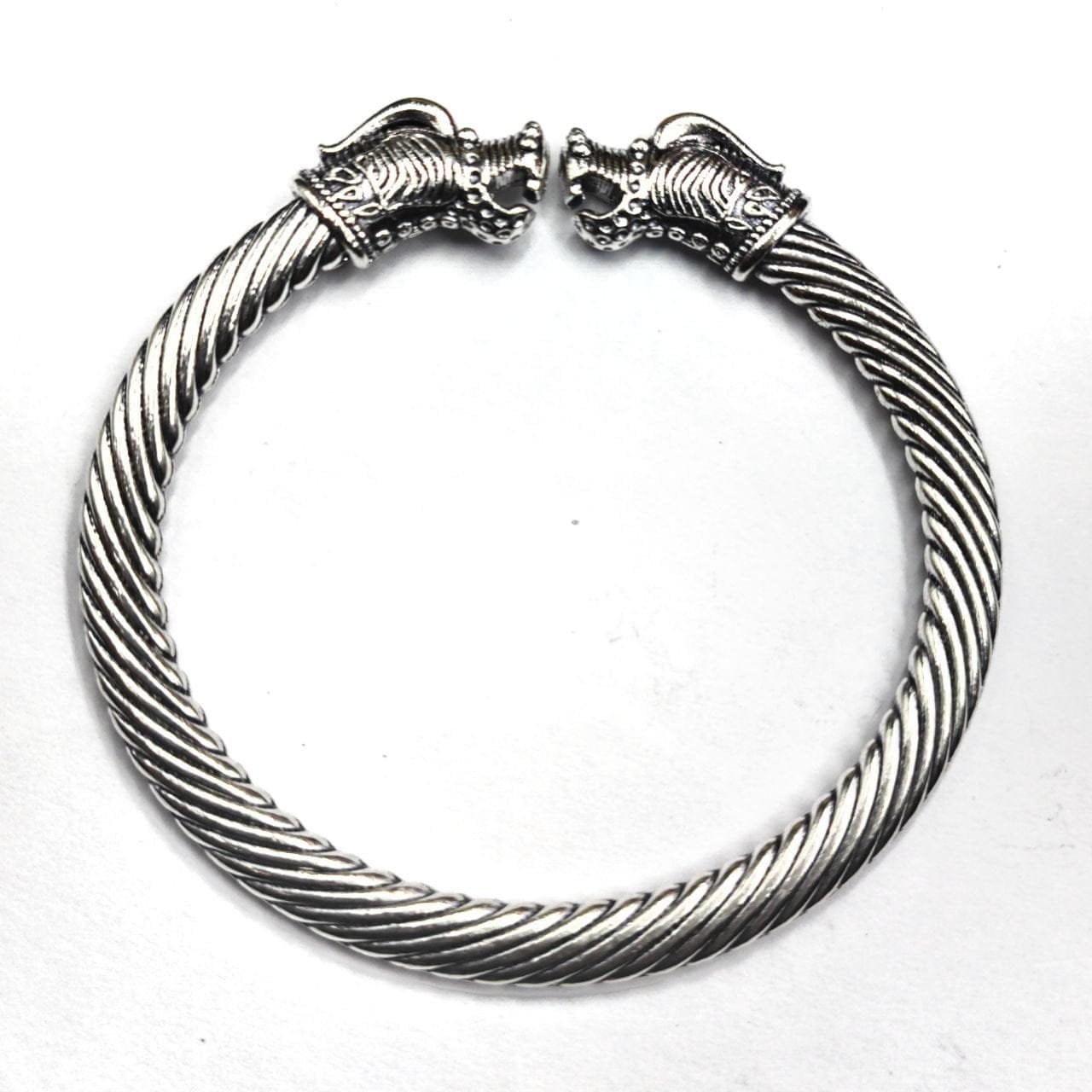 Adjustable Double Dragon Hend Bangle - German Silver Kada