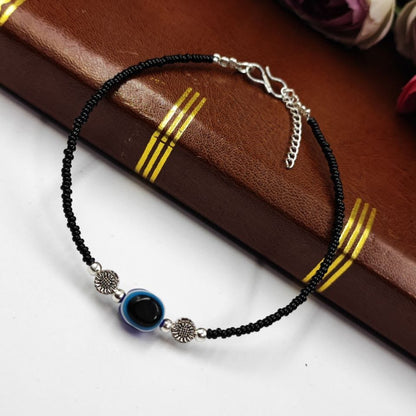 Adjustable Black String Evil Eye Anklet