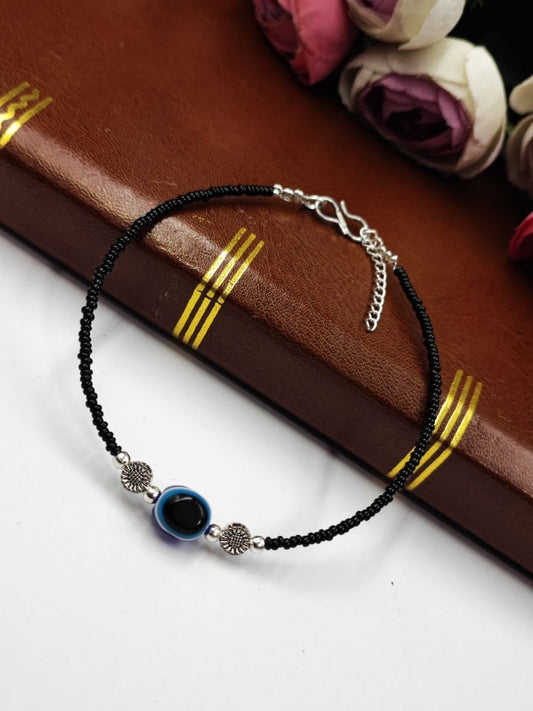 Adjustable Black String Evil Eye Anklet