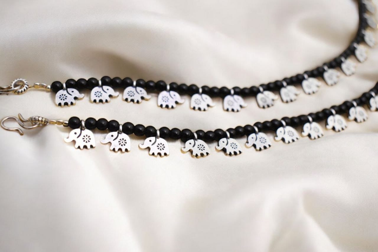 Unique Good Luck Elephant Anklet - Handmade Adjustable Payal for Her, Best Gift