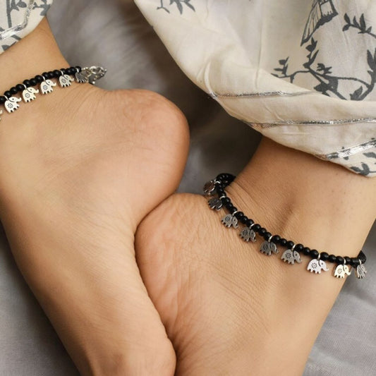 Unique Good Luck Elephant Anklet - Handmade Adjustable Payal for Her, Best Gift