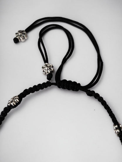 Daily Wear Flower Beads Thread Anklet - Adjustable