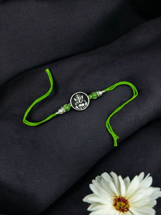 Silver Plated Ganesha Rakhi for Brother