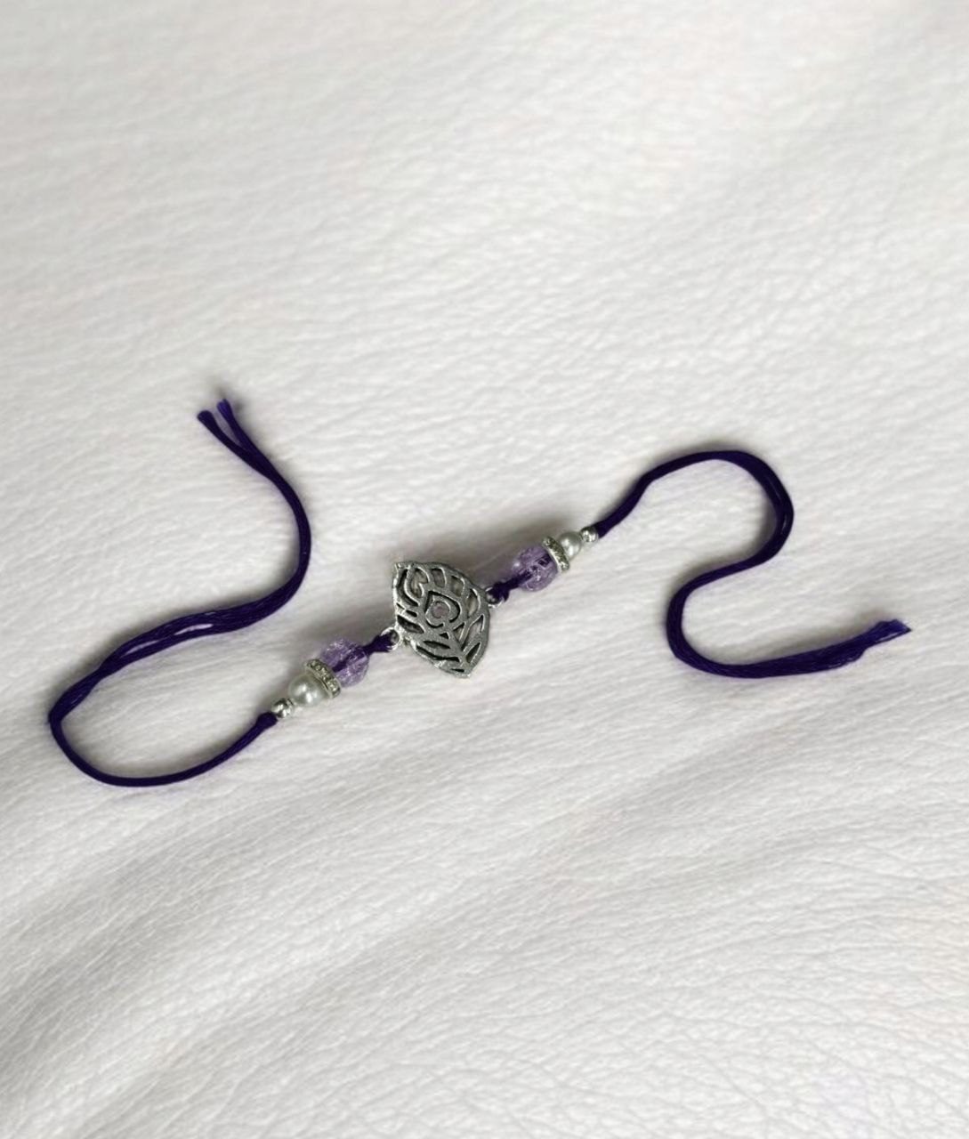 Latest Silver Krishna Mor Pankh Rakhi