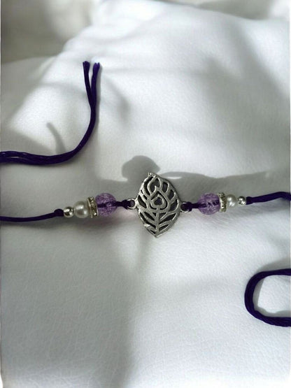 Latest Silver Krishna Mor Pankh Rakhi