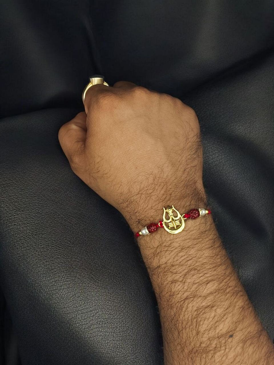 Premium Trishul Rakhi | Oxidized Gold Plated Perfect for Beloved Brother