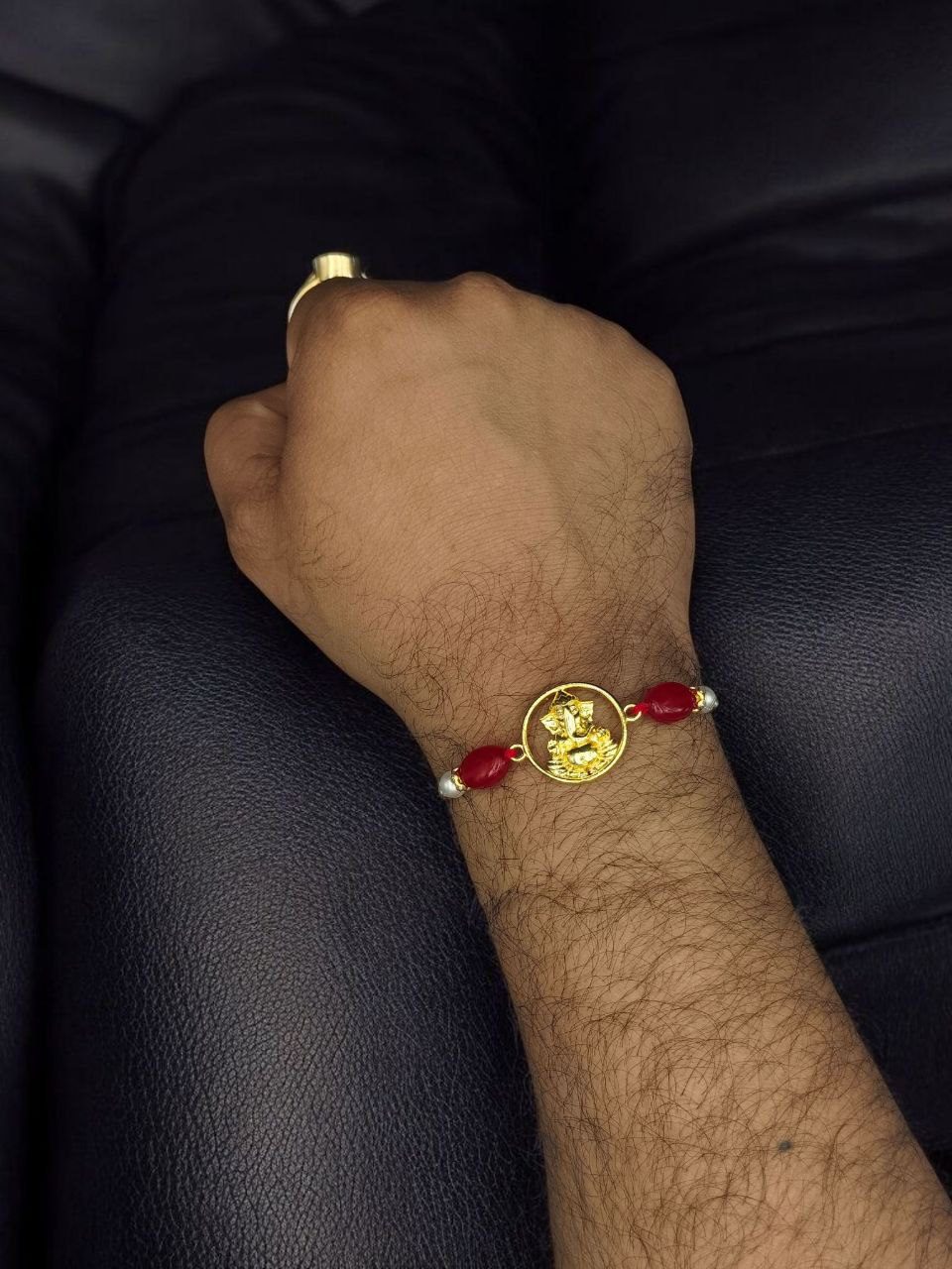 Premium Gold Plated Best Ganesha Rakhi for Brother | Handcrafted for Raksha Bandhan