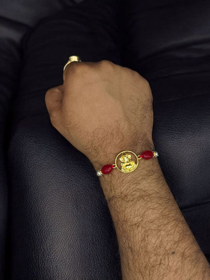 Premium Gold Plated Best Ganesha Rakhi for Brother | Handcrafted for Raksha Bandhan