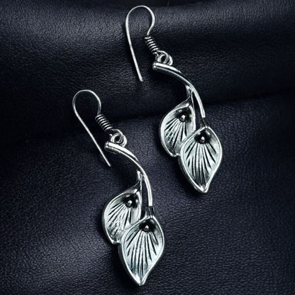 Elegant Silver Calla Lily Dangle Earrings