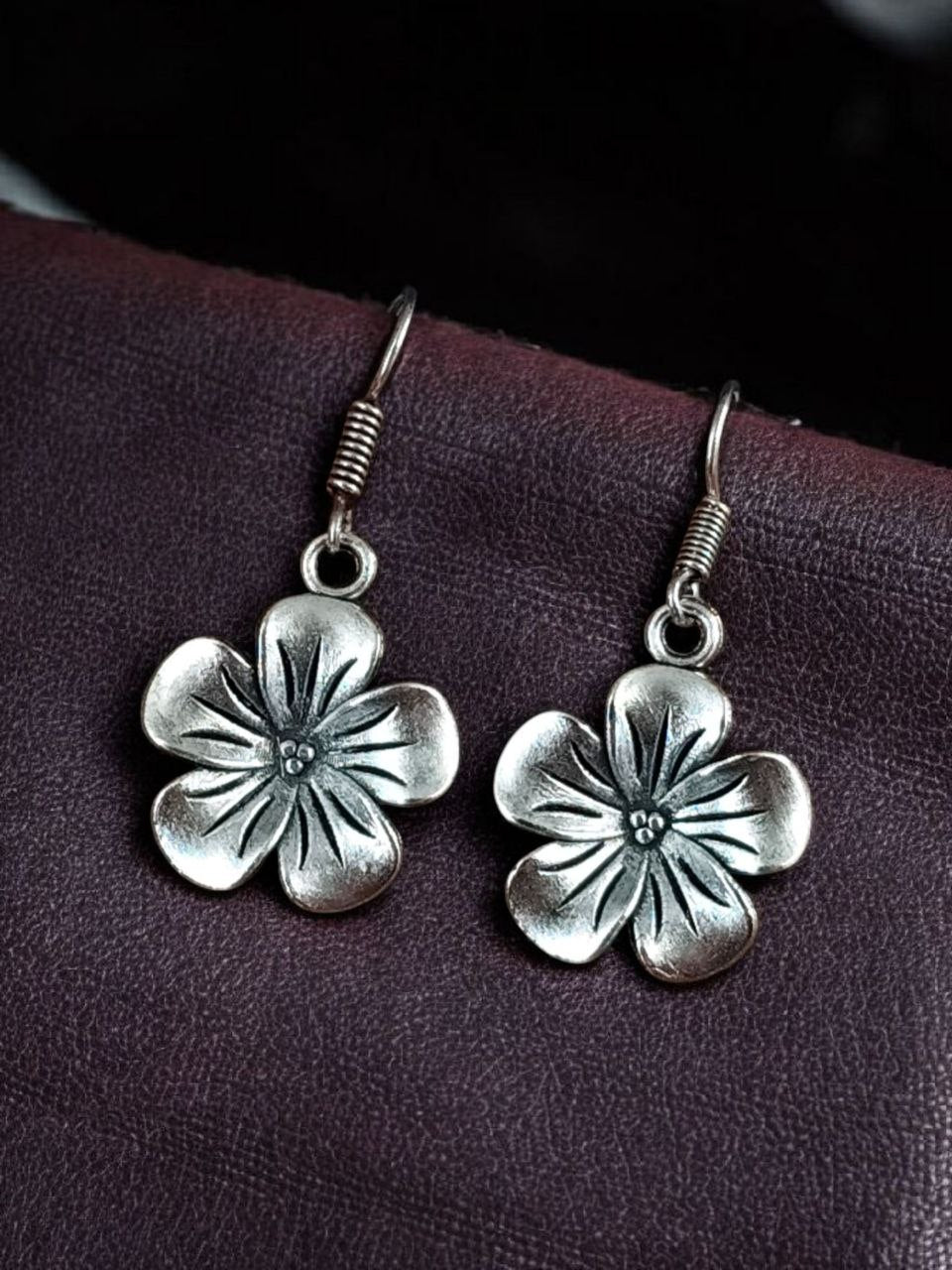 Delicate Floral Silver Look Earrings