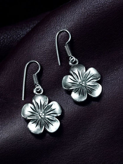 Delicate Floral Silver Look Earrings