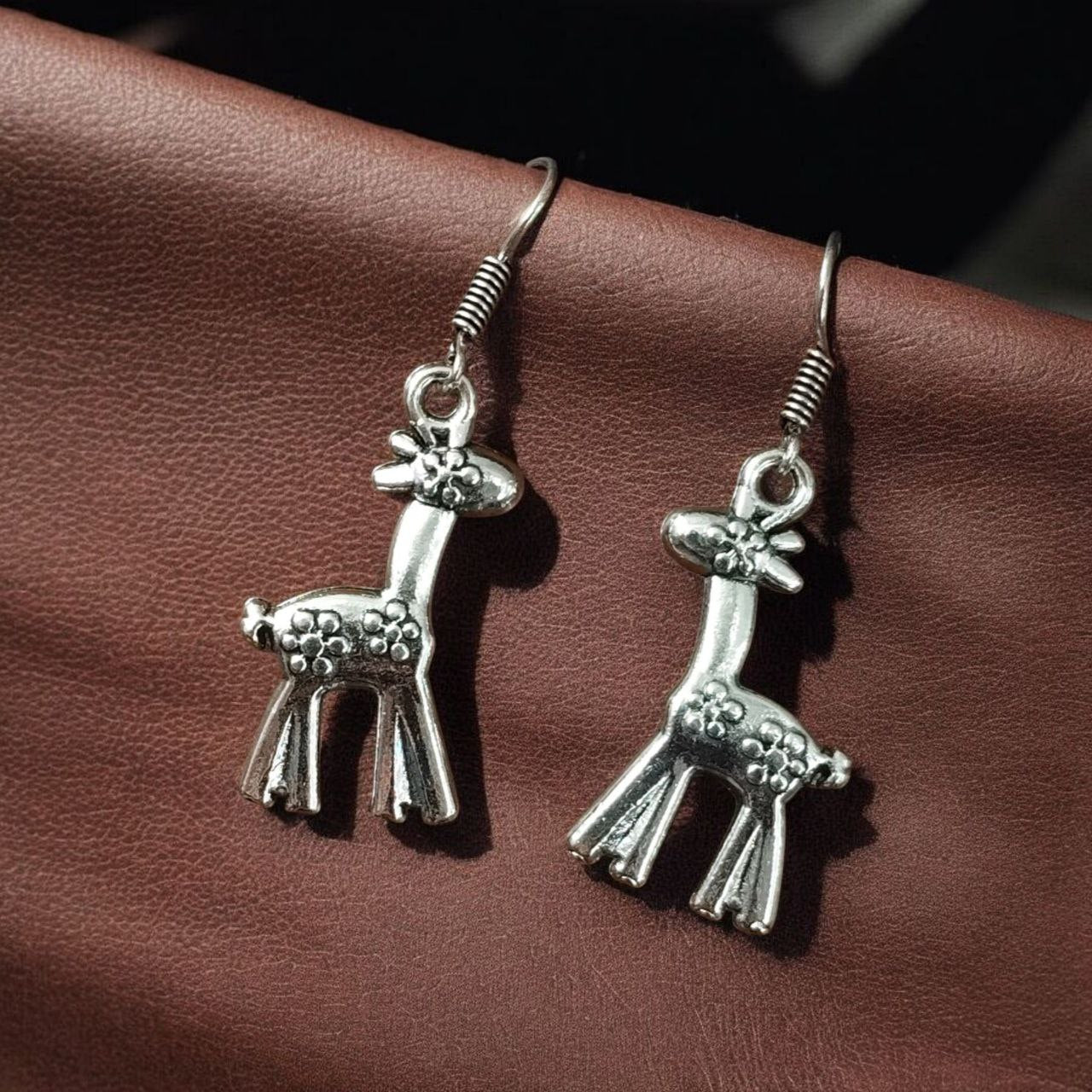 Adorable Giraffe Dangle Earrings | Cute Silver Plated Animal Jewellry for Women & Girls