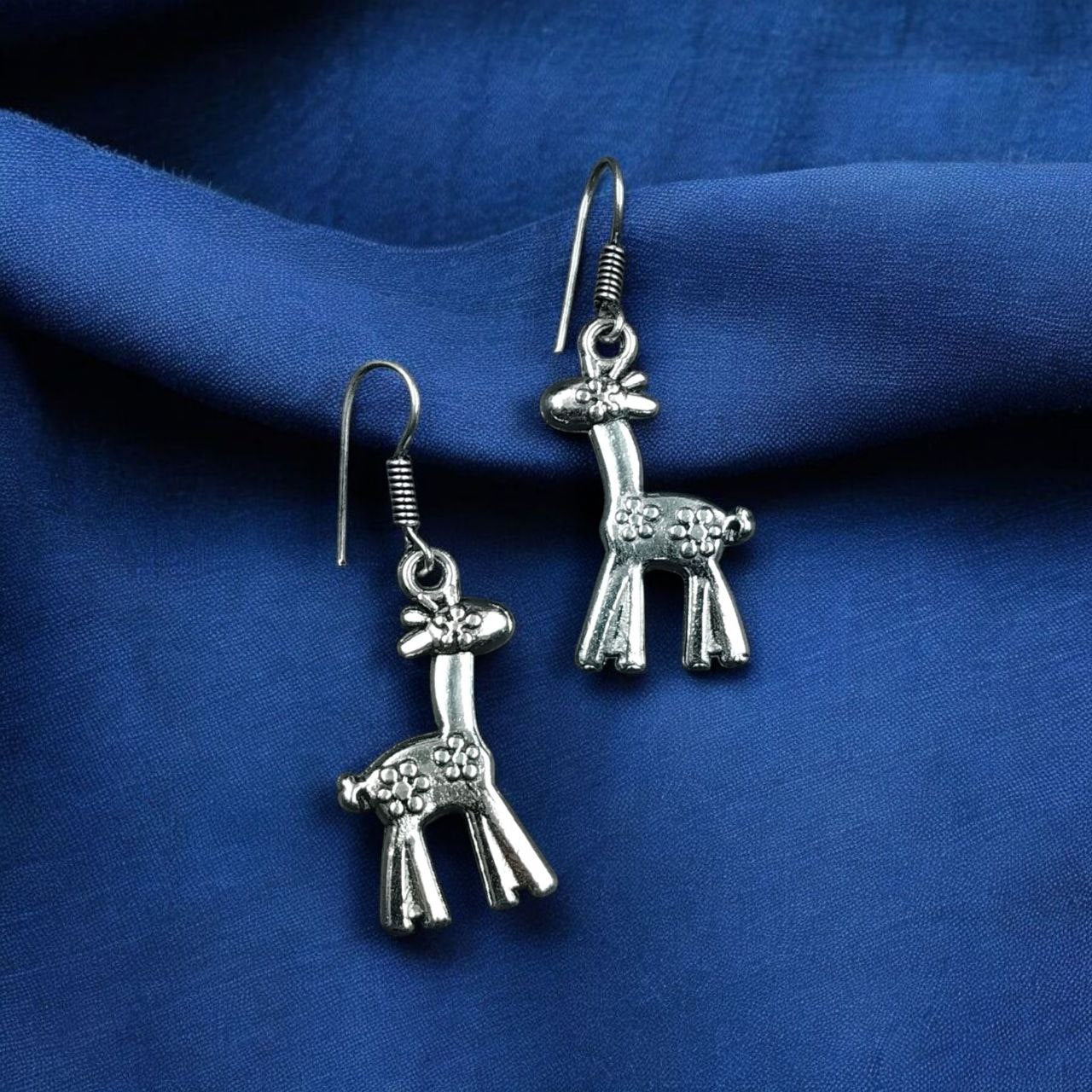 Adorable Giraffe Dangle Earrings | Cute Silver Plated Animal Jewellry for Women & Girls