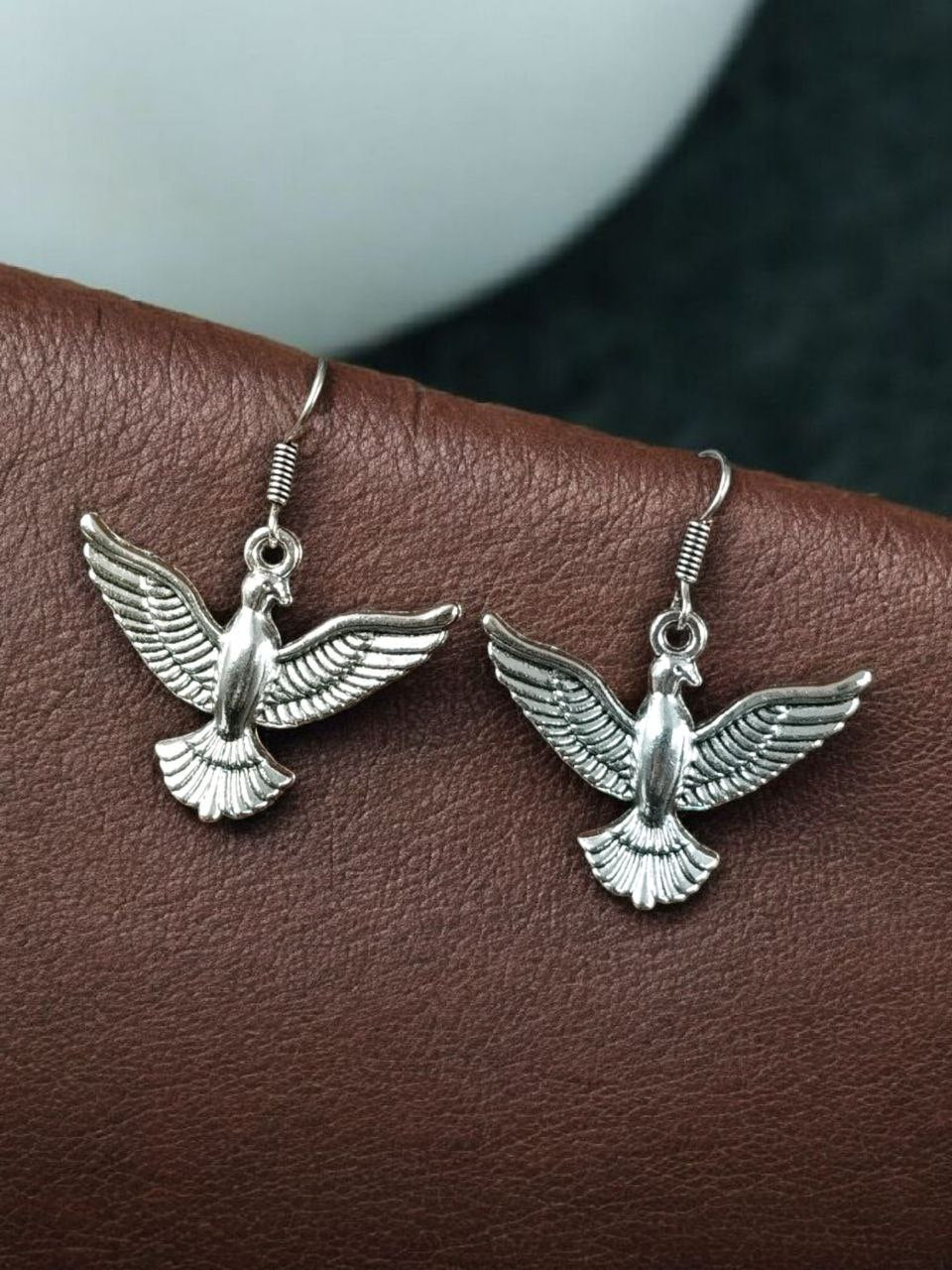 Bohemian Flying Bird Dangle Earrings | Oxidized Silver Nature Inspired Jewellry