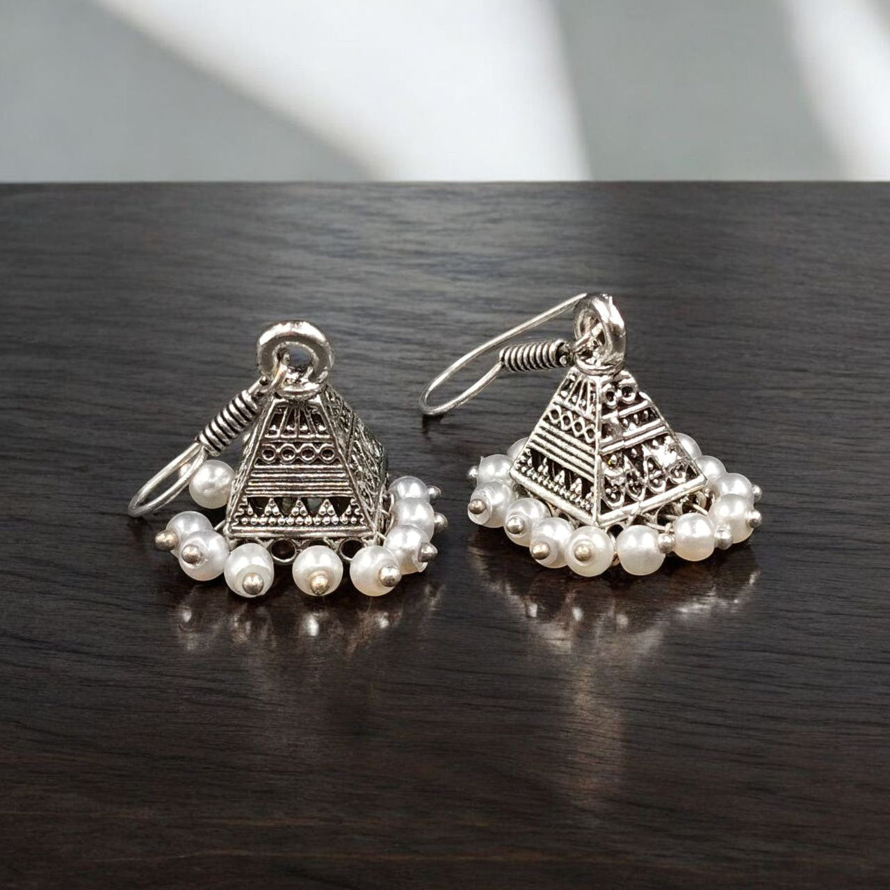 Ethnic Pyramid Pearl Jhumki | Traditional Indian Earrings