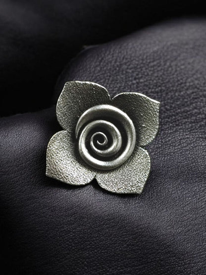 Trendy Adjustable Rose Flower Ring | Oxidized Silver Replica Perfect Jewelry for Girls