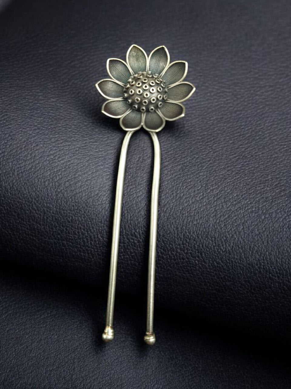 Silver Flower Juda Pin | Statement Lotus Bun Hair Accessory